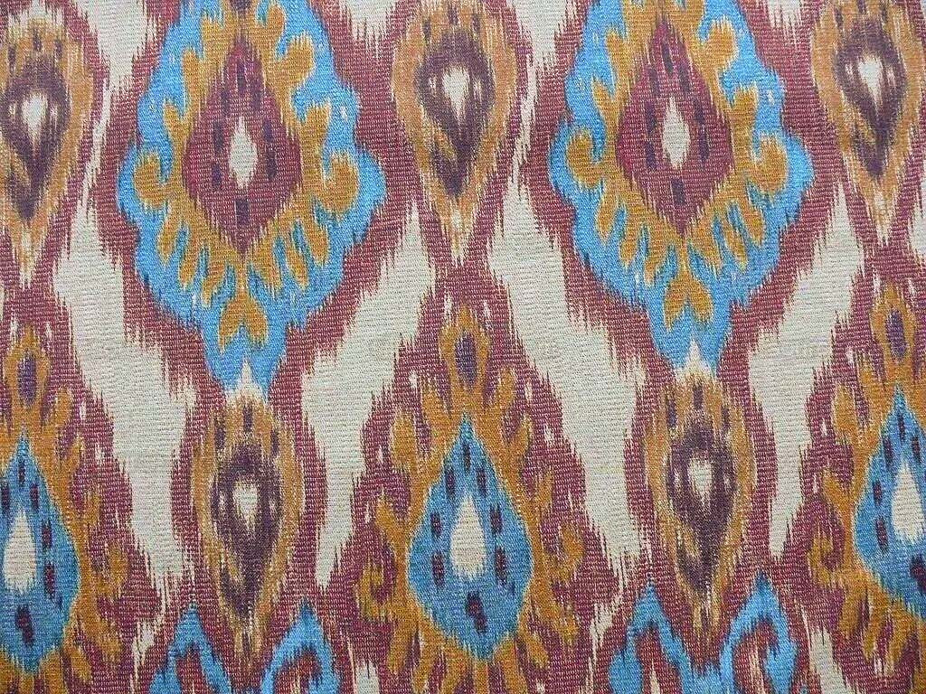 Scalamandre Bhutan Ikat Suzani Red/blue/multi Heavy Cotton MSRP USD 280/Y