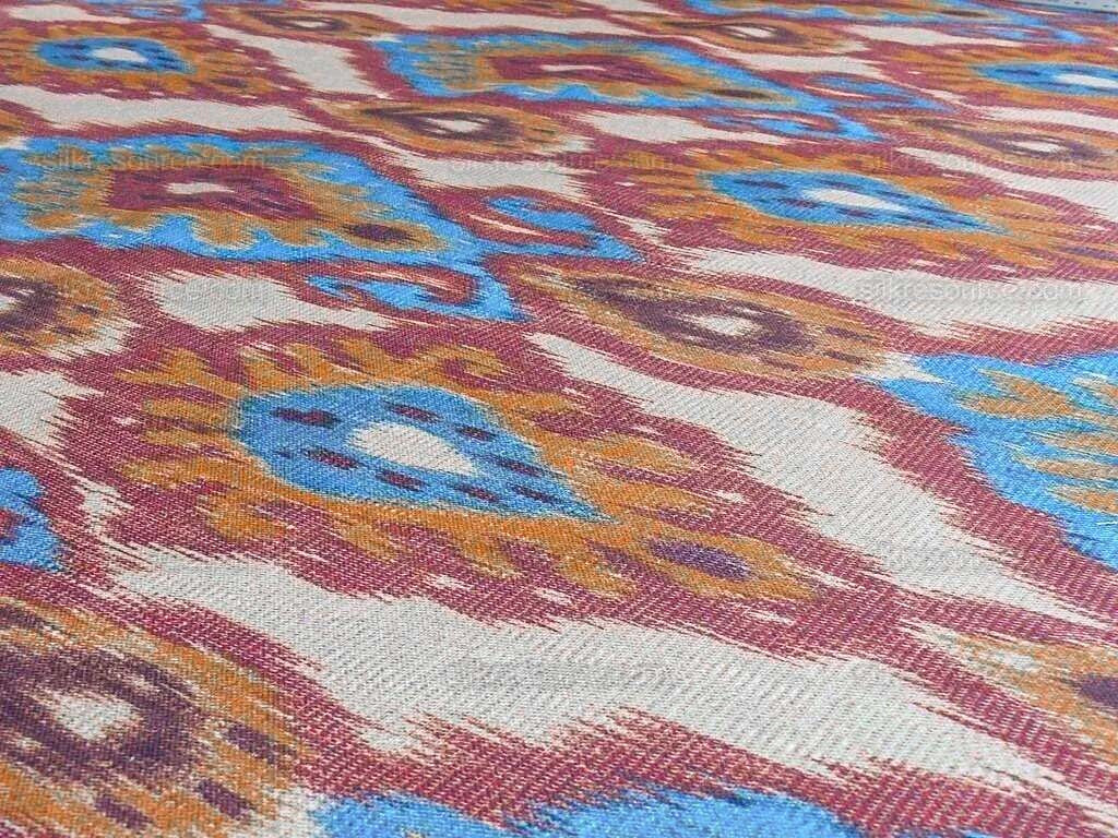 Scalamandre Bhutan Ikat Suzani Red/blue/multi Heavy Cotton MSRP USD 280/Y