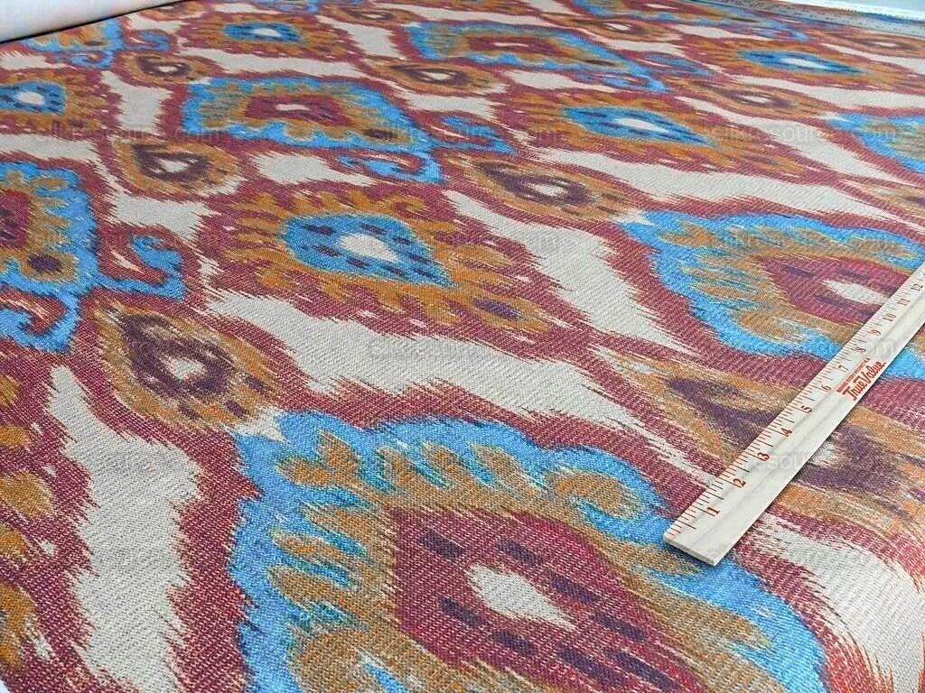 Scalamandre Bhutan Ikat Suzani Red/blue/multi Heavy Cotton MSRP USD 280/Y