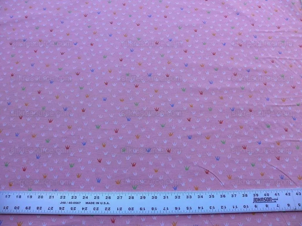 Scalamandre Neptune Multi On Pink Linen Hand Print from France Music Grass Seagull Pop Art Red Green Blue MSRP USD285/y