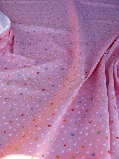 Scalamandre Neptune Multi On Pink Linen Hand Print from France Music Grass Seagull Pop Art Red Green Blue MSRP USD285/y