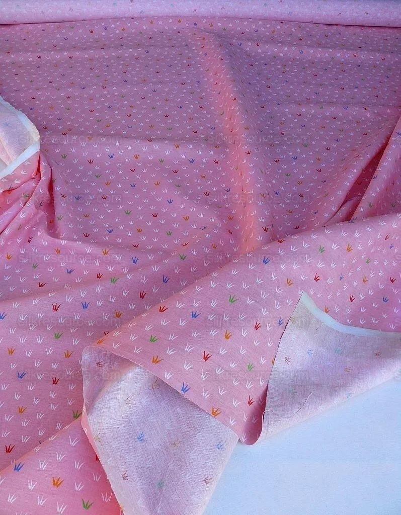 Scalamandre Neptune Multi On Pink Linen Hand Print from France Music Grass Seagull Pop Art Red Green Blue MSRP USD285/y