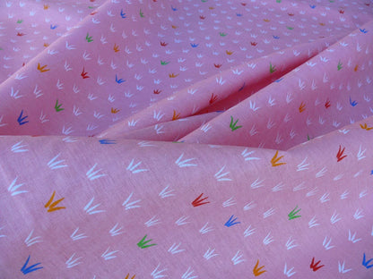 SCALAMANDRE NEPTUNE MULTI ON PINK LINEN PRINT FRANCE MUSIC GRASS