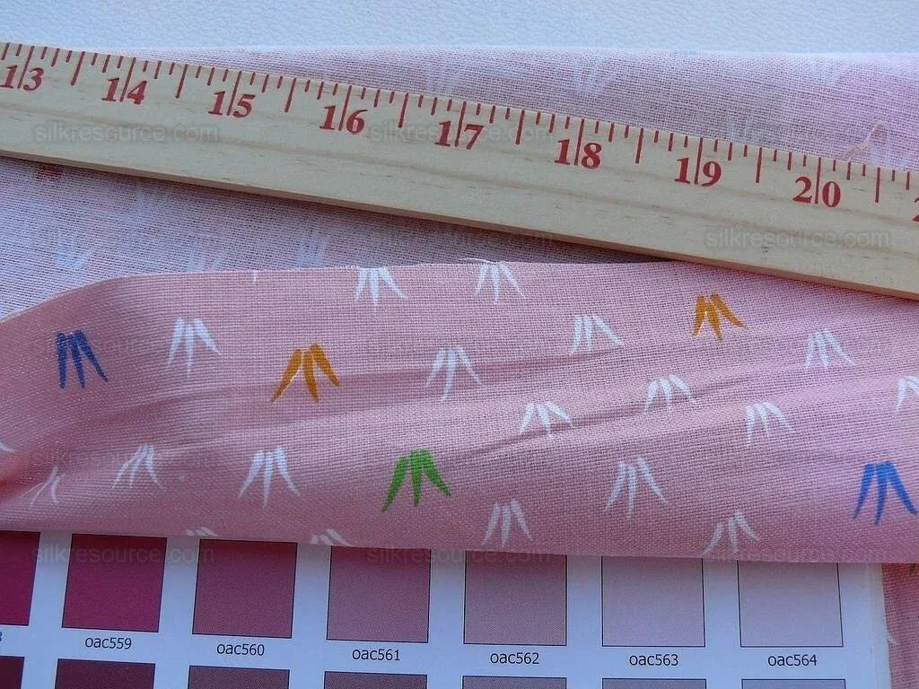 Scalamandre Neptune Multi On Pink Linen Hand Print from France Music Grass Seagull Pop Art Red Green Blue MSRP USD285/y