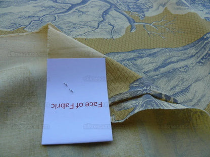 Scalamandre Four Seasons Toile Print Gold Blue English Country Historical Design MSRP USD236/Y