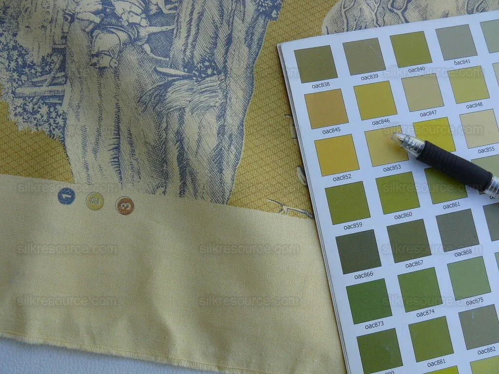 Scalamandre Four Seasons Toile Print Gold Blue English Country Historical Design MSRP USD236/Y