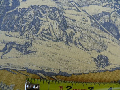Scalamandre Four Seasons Toile Print Gold Blue English Country Historical Design MSRP USD236/Y