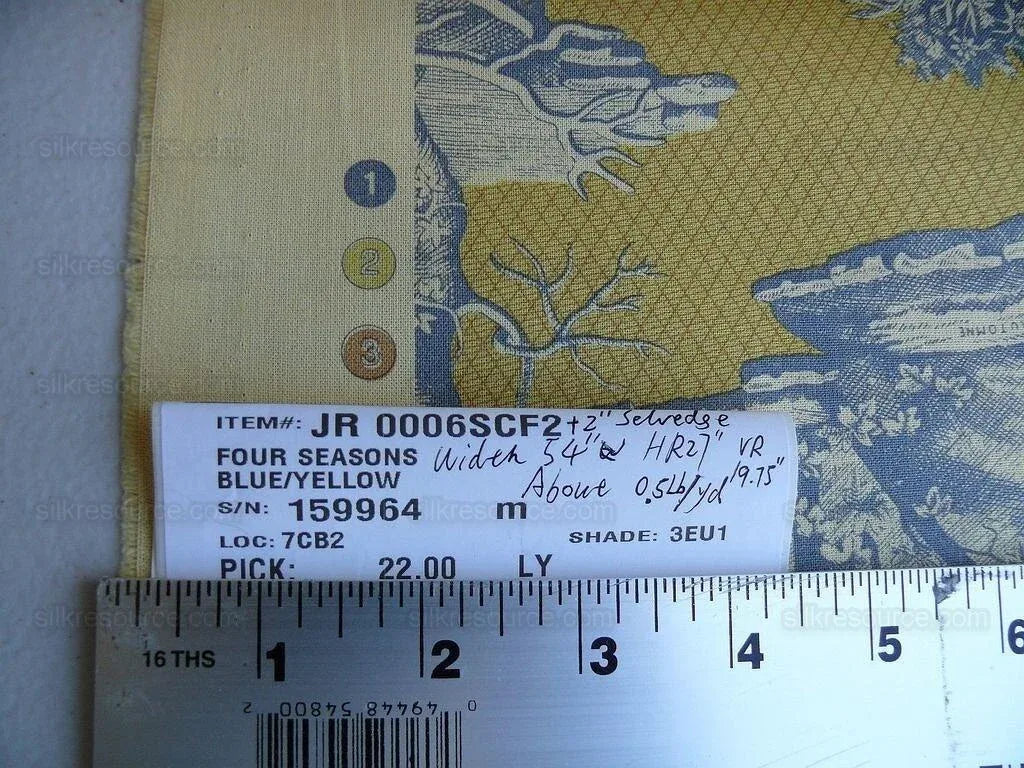 Scalamandre Four Seasons Toile Print Gold Blue English Country Historical Design MSRP USD236/Y