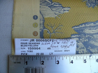 Scalamandre Four Seasons Toile Print Gold Blue English Country Historical Design MSRP USD236/Y