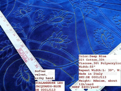 12y Scalamandre Velvet Les Jarquards Blue Medallion MSRP USD 400/Y