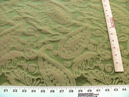 Bty Scalamandre Angelique Paisley Silk Damask Green Gold MSRP USD 298/y