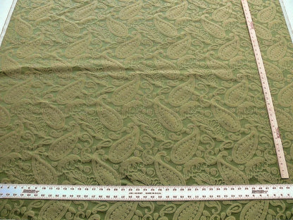 Bty Scalamandre Angelique Paisley Silk Damask Green Gold MSRP USD 298/y