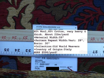 3.75y Scalamandre Novaro Tapestry Wool Multi Red Thick MSRP USD 596Y