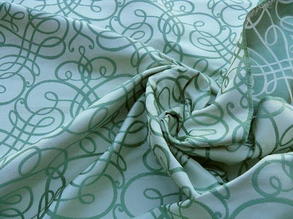 By Yd Scalamandre Flourish Scroll Jade Green White Silk Jarquard MSRP USD 292/Y