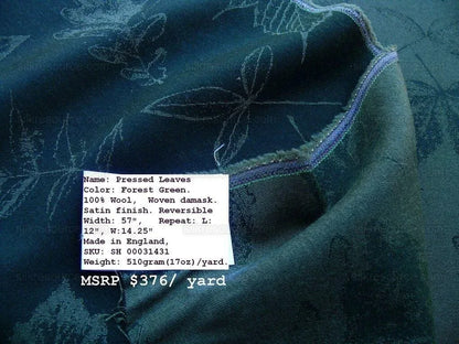 By Yard Scalamandre Wool Pressed Leaves Forest Green Maple Elm Oak MSRP USD 376/y