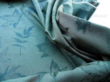 Scalamandre Pressed Leaves Forest Green Reversible Wool Satin Damask Maple Elm Oak Foliage - By The Yard - MSRP USD 376/y