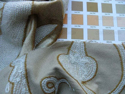 3y Scalamandre Sikandra Velour Crewel On Velvet Gold MSRP USD 568