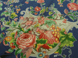 By Yard Scalamandre  La Neuveville Print Fruit Flower Melon Grape Harvest Blue Chintz MSRP 112/Y