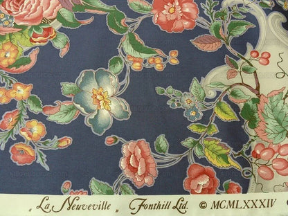 By Yard Scalamandre  La Neuveville Print Fruit Flower Melon Grape Harvest Blue MSRP 112/Y