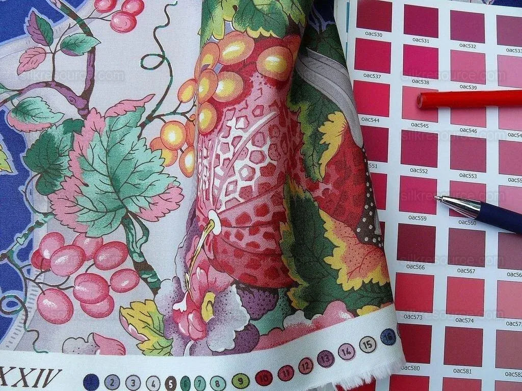 By Yard Scalamandre  La Neuveville Print Fruit Flower Melon Grape Harvest Blue MSRP 112/Y