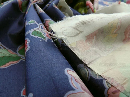 By Yard Scalamandre  La Neuveville Print Fruit Flower Melon Grape Harvest Blue MSRP 112/Y