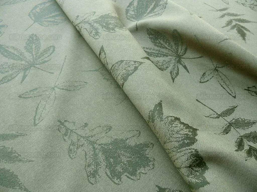 By Yard Scalamandre Wool Satin Pressed Leaves Olive Green Maple Elm Oak MSRP USD 376/Y