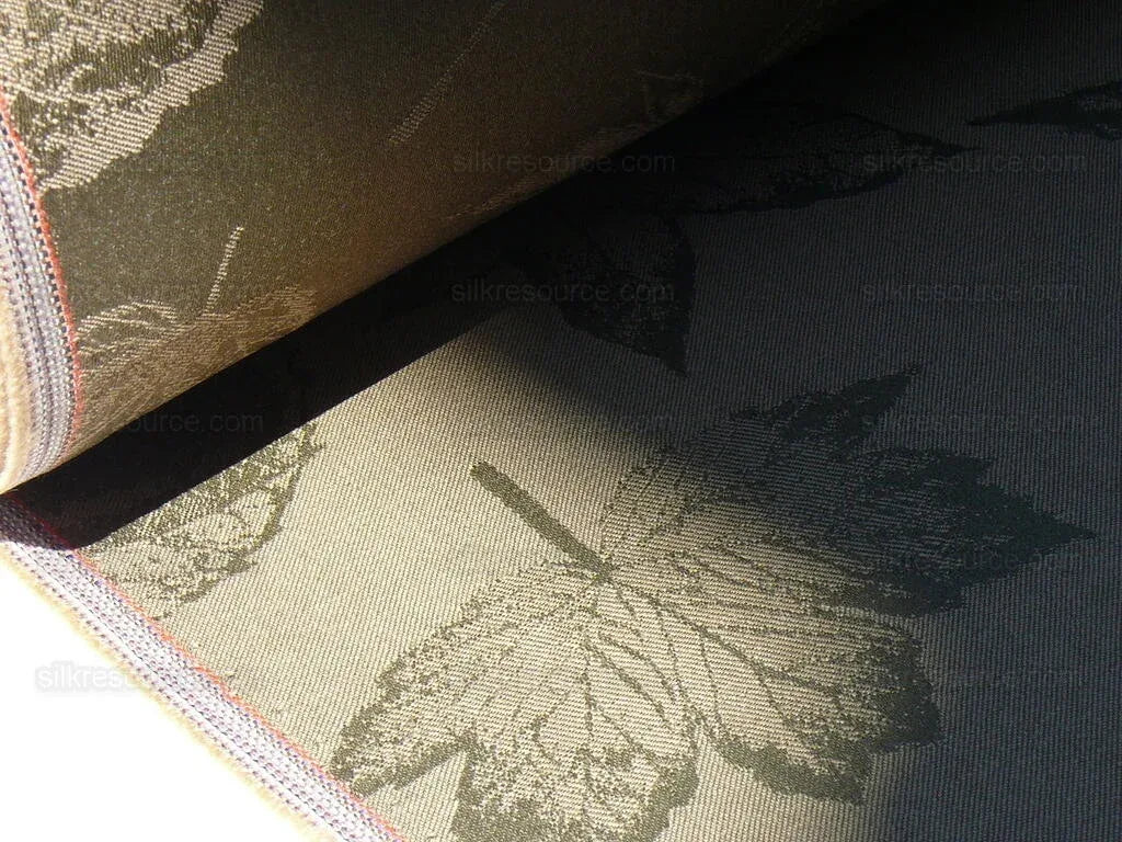 By Yard Scalamandre Wool Satin Pressed Leaves Olive Green Maple Elm Oak MSRP USD 376/Y