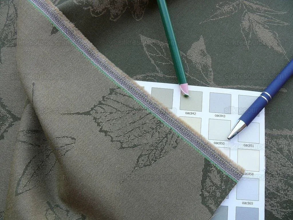 By Yard Scalamandre Wool Satin Pressed Leaves Olive Green Maple Elm Oak MSRP USD 376/Y