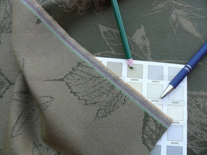 By Yard Scalamandre Wool Satin Pressed Leaves Olive Green Maple Elm Oak MSRP USD 376/Y