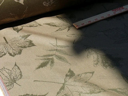 By Yard Scalamandre Wool Satin Pressed Leaves Olive Green Maple Elm Oak MSRP USD 376/Y