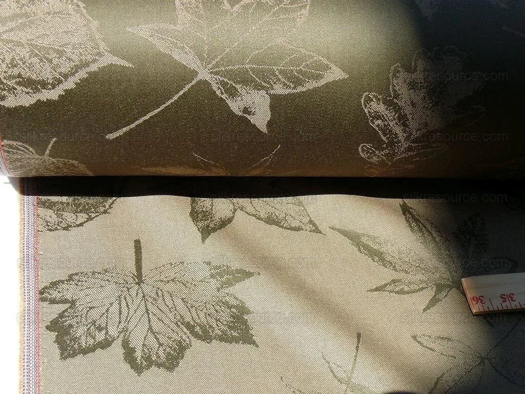 By Yard Scalamandre Wool Satin Pressed Leaves Olive Green Maple Elm Oak MSRP USD 376/Y