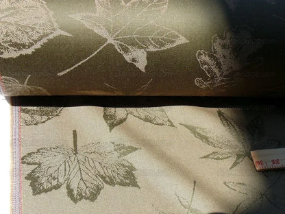 By Yard Scalamandre Wool Satin Pressed Leaves Olive Green Maple Elm Oak MSRP USD 376/Y