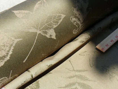 By Yard Scalamandre Wool Satin Pressed Leaves Olive Green Maple Elm Oak MSRP USD 376/Y