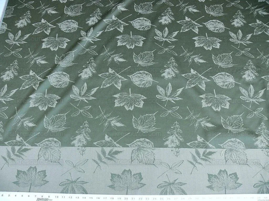 By Yard Scalamandre Wool Satin Pressed Leaves Olive Green Maple Elm Oak MSRP USD 376/Y