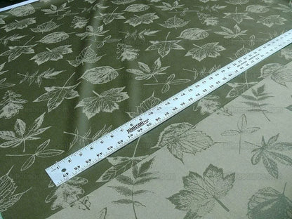 By Yard Scalamandre Wool Satin Pressed Leaves Olive Green Maple Elm Oak MSRP USD 376/Y