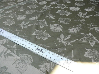 By Yard Scalamandre Wool Satin Pressed Leaves Olive Green Maple Elm Oak MSRP USD 376/Y