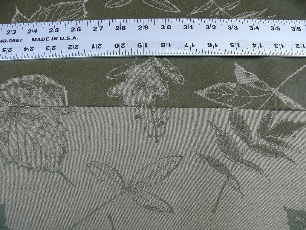 By Yard Scalamandre Wool Satin Pressed Leaves Olive Green Maple Elm Oak MSRP USD 376/Y