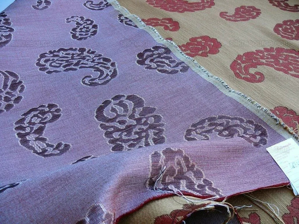 Scalamandre Katmandu  Silk Lampas Paisley Lampas Rosso Rose Red Gold Heavy Duty MSRP USD 364