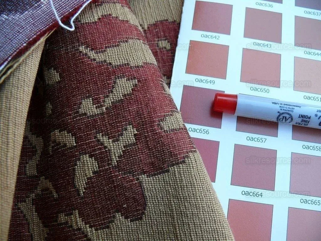 Scalamandre Katmandu  Silk Lampas Paisley Lampas Rosso Rose Red Gold Heavy Duty MSRP USD 364