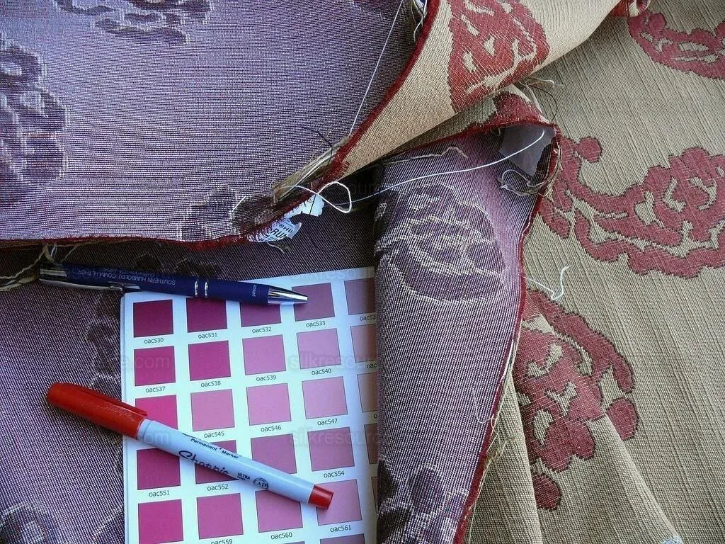 Scalamandre Katmandu  Silk Lampas Paisley Lampas Rosso Rose Red Gold Heavy Duty MSRP USD 364