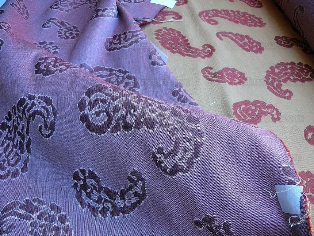 Scalamandre Katmandu  Silk Lampas Paisley Lampas Rosso Rose Red Gold Heavy Duty MSRP USD 364