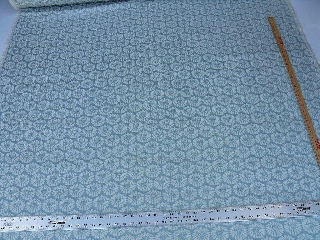 Bty Scalamandre Castletown Sky Pale Blue Jacquard Small Scale Daisy Linen MSRP USD218/y