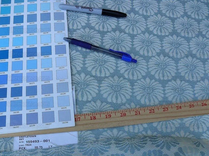 Bty Scalamandre Castletown Sky Pale Blue Jacquard Small Scale Daisy Linen MSRP USD218/y