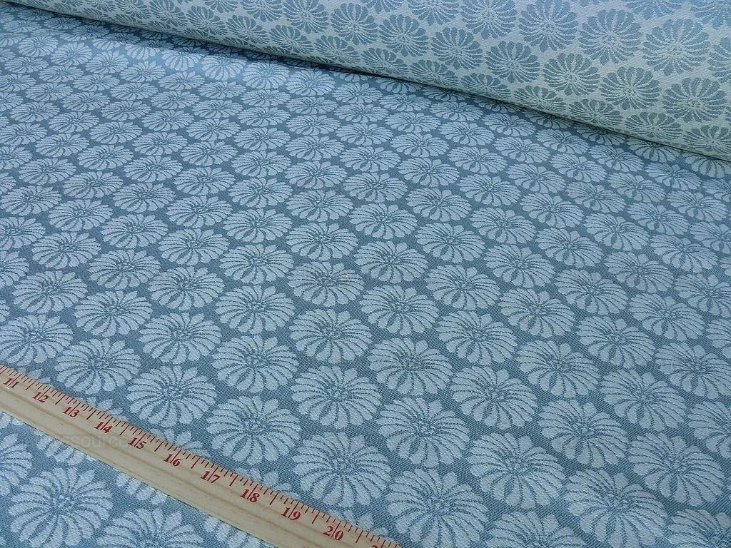Bty Scalamandre Castletown Sky Pale Blue Jacquard Small Scale Daisy Linen MSRP USD218/y