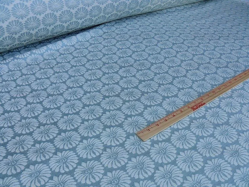 Bty Scalamandre Castletown Sky Pale Blue Jacquard Small Scale Daisy Linen MSRP USD218/y