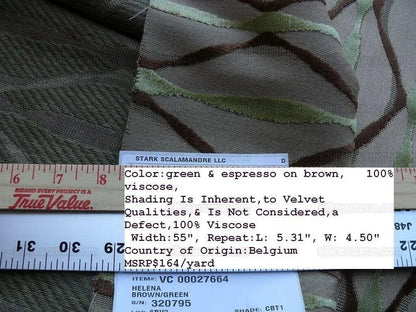Bty Scalamandre Helena Fonthill Brown/green Velvet River Ribbon Diamond Mid-century MSRP USD 164/Y
