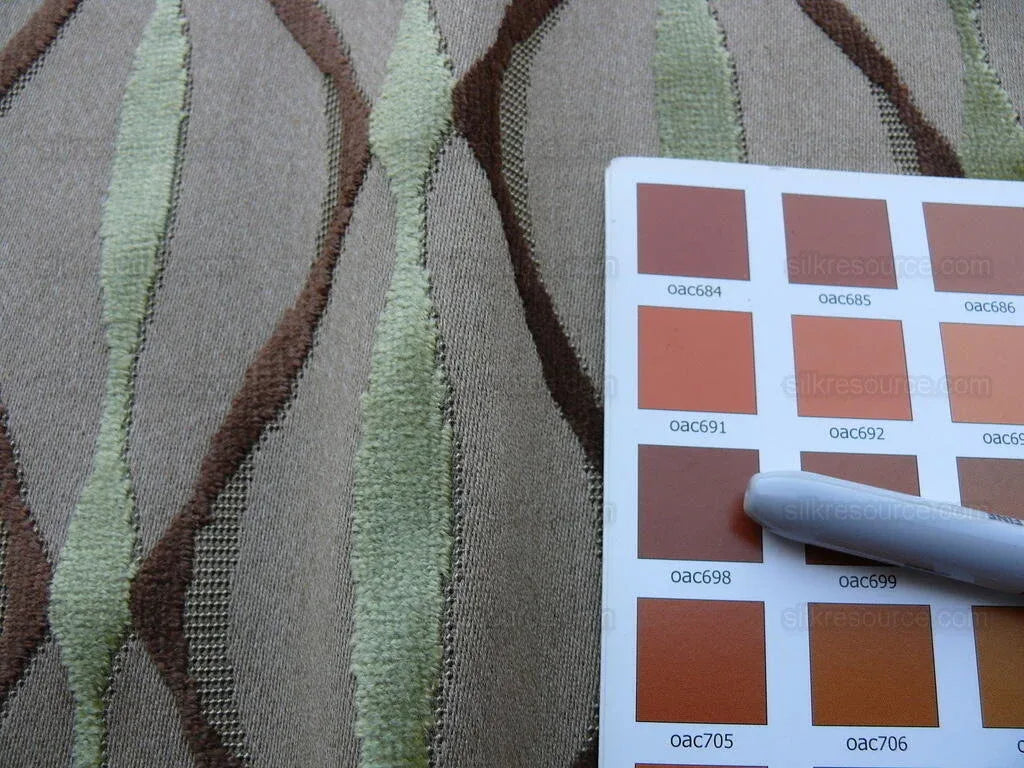 Bty Scalamandre Helena Fonthill Brown/green Velvet River Ribbon Diamond Mid-century MSRP USD 164/Y