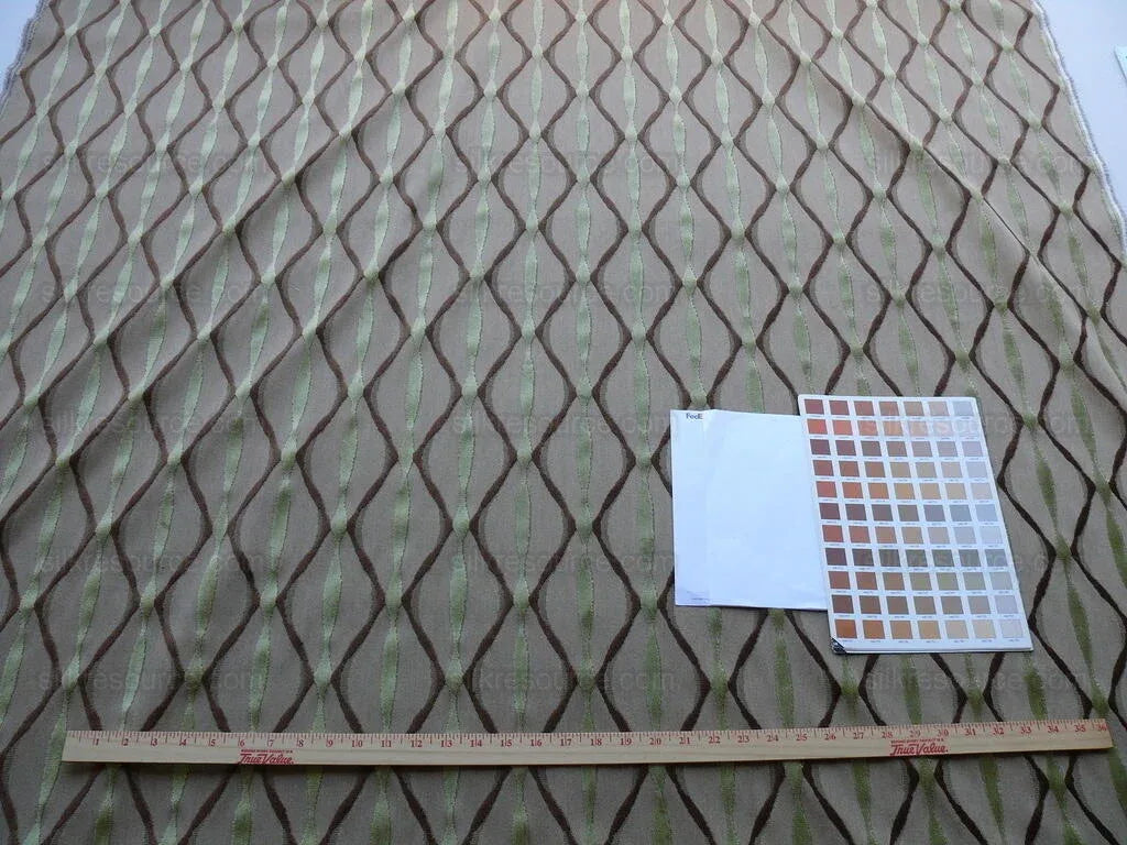 Bty Scalamandre Helena Fonthill Brown/green Velvet River Ribbon Diamond Mid-century MSRP USD 164/Y