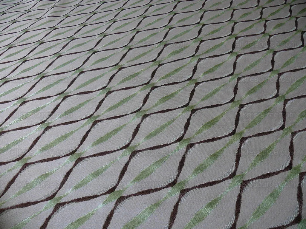 Bty Scalamandre Helena Fonthill Brown/green Velvet River Ribbon Diamond Mid-century MSRP USD 164/Y