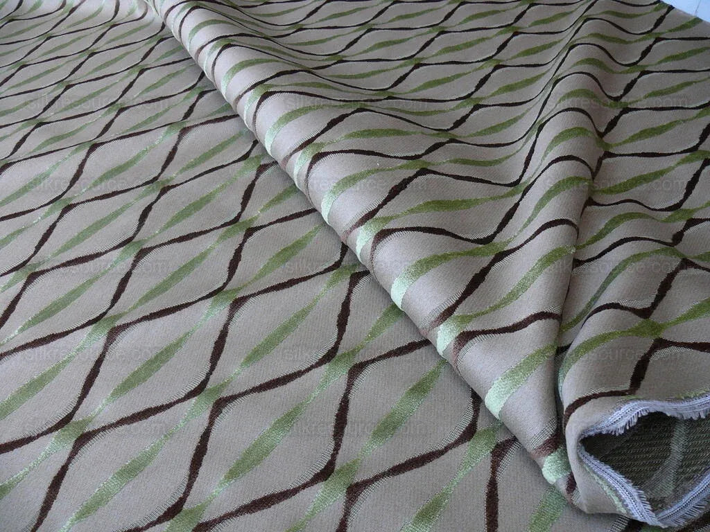 Bty Scalamandre Helena Fonthill Brown/green Velvet River Ribbon Diamond Mid-century MSRP USD 164/Y